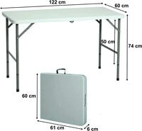 Heavy Duty Multipurpose Folding Table Portable Plastic Folding Table Picnic Dining table Centerfold Ideal for Crafts Outdoor Events Light and Durable Convenient Carry Handle (L122 x W60 x H74 CM)