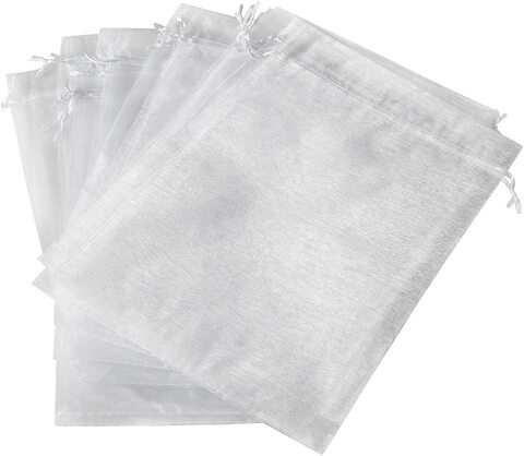 Red Dot Gift 50-Packed White Drawstring Organza Jewelry Pouches (30X40cm, White)