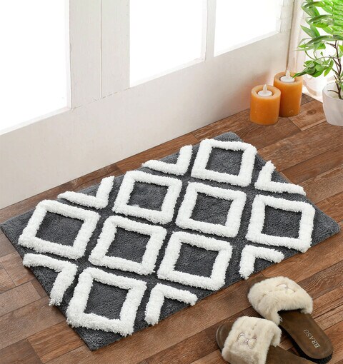 Home Style Shemtron Cotton Bath Mat Grey 40X60 cm