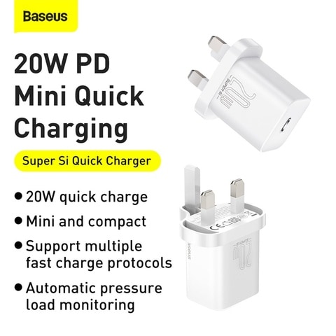 Buy Baseus Compact Fast Charger White Online in UAE