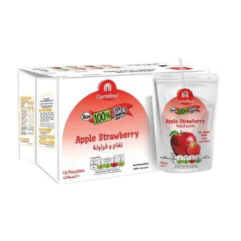 كارفور عصير نكتار بنكهة التفاح والفراولة 200 مل 10 حبات