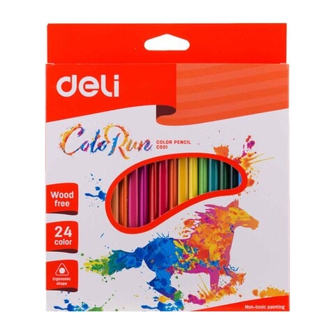 Deli ColoRun Plastic Coloured Pencil Multicolour 24 PCS