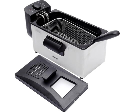 Nobel DEEP FRYER Stainless Steel 3.0 Ltr Capacity With 700g Frying Capacity And has Detachable Enamel Oil Tank, Plastic Lid With Filter With Observe Window 3 L 1800 W NDF7G Black/Silver