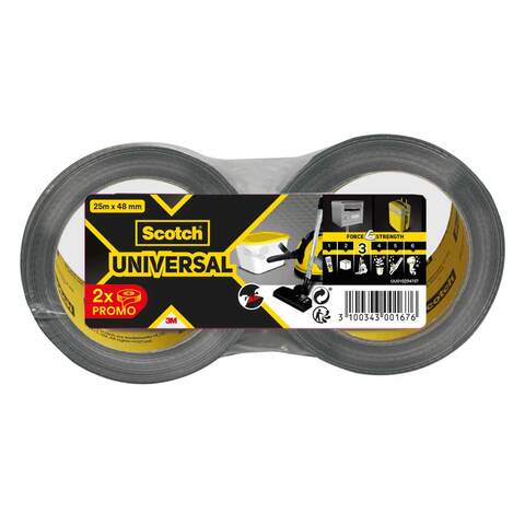 Buy Scotch 3M - Universal Duct Tape (Strength 3) Silver 25 Meters x 48mm  (Two Pieces) Online - Shop Home & Garden on Carrefour Saudi Arabia