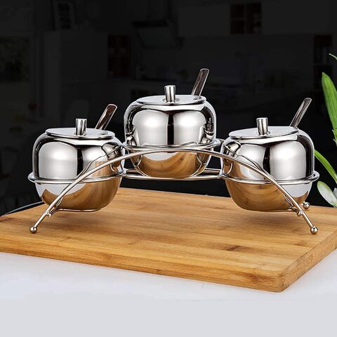 Stainless Steel Condiment Pot Storage Container Seasoning Bottle Spice Jar