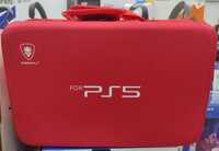 Red Travel Shockproof Shoulder Handbag for PS5 Console