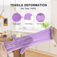 ZALCOON Dishwashing Sponge Gloves for Kitchen, Silicone Gloves Reusable Rubber Cleaning Gloves, Silicone Dishwashing Scrubber Glove