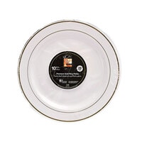 Fun Festive Premium Gold Ring Plates White 26cm 10 PCS