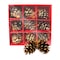 Christmas Magic Pine Cone Natural Box 9-Pieces- 4.5 cm Size- Red