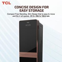 TCL Water Dispenser, Top Loading With Refrigerator, Stylish Black/Gold Glass Design Best For Home, Kitchen, Office &amp; Pantry, 3 Taps/Faucet, Child Safety Lock, TY LWYR85B, M
