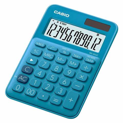Casio MS-20UC-BU Colorful Series Calculator Model Blue 1 Piece