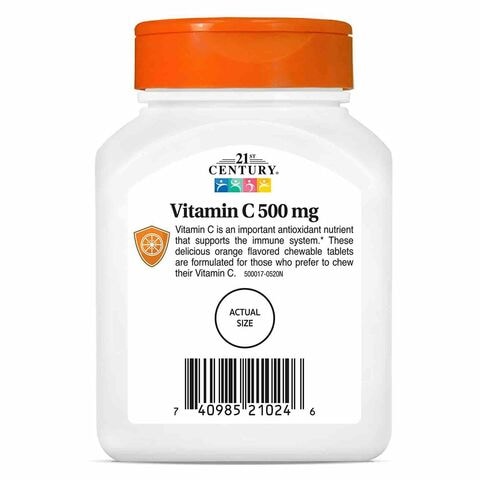 21st Century Vitamin C Orange Chewable 500mg Tablets 110 count