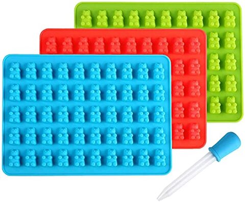 Generic Silicone Gummy Bear Candy Molds 3 Pack, Gummy Bear Molds 50 Cavities With Bonus Dropper, Food Grade Silicone Molds Perfect For Mints Chocolates Fudge Ice Cubes