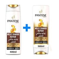 Pantene Pro-V Milky Damage Repair Shampoo 400ml With Conditioner 360ml