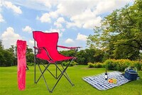 Egardenkart Camping Chair, Folding Camping Chairs for Adults with Armrests and Cup Holder and Carrying Bag, Lightweight Portable for Beach, Perfect for Caravan trips, BBQs, Garden, Picnic, (Red)