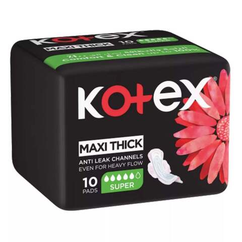 Kotex Maxi Protect Thick Pads Super Size Sanitary Pads With Wings 10 Sanitary Pads