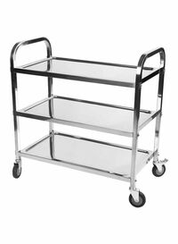 AKC 3-Tier Stainless Steel Dining Serveware Cart Silver