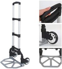 Heavy Duty Hand Truck &amp; Trolley - 75KG Capacity Aluminum Utility Cart with Adjustable Shaft&ndash; Moving Equipment, Great For Lifting Boxes &amp; Luggage With Rope(Black)