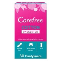 Carefree Unscented Pantyliners With Cotton Extract White 30 Liners