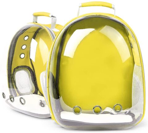 اشتري Generic Nyganmelloz Pet Carrier Backpack, Cats And Puppies Cat Breathable Bag Pet Portable Carrier Bag Outdoor Travel Backpack For Cat And Dog Transparent Space (Yellow) في الامارات