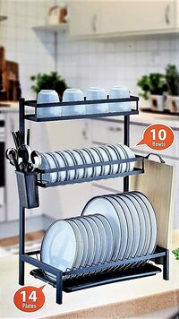 Generic Dish Drying Rack With Utensil Holder, Cutting Board Holder And Dish Drainer For Kitchen Counter (3-Tier)