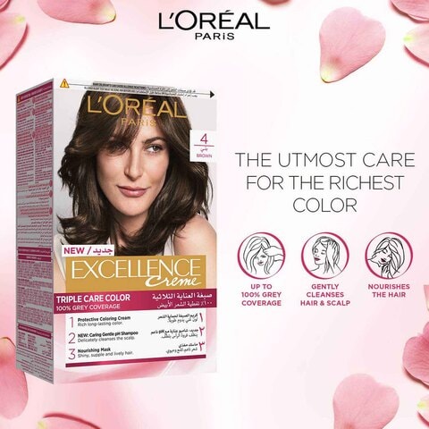 L&#39;Oreal Paris Excellence Creme Triple Care Permanent Hair Colour 4 Brown