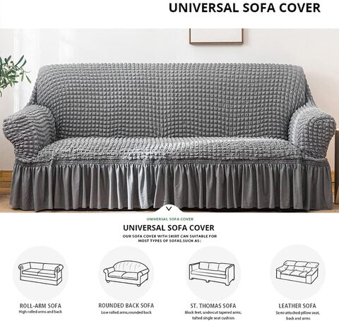 Nar Sofa Cover (Grey 3 Seater)