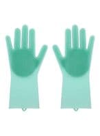 اشتري Generic Silicone Cleaning Gloves With Wash Scrubber Green في الامارات