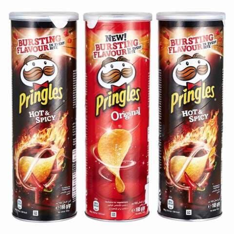 Pringles Hot And Spicy Chips and Pringles Original Chips 165g x Pack of ...
