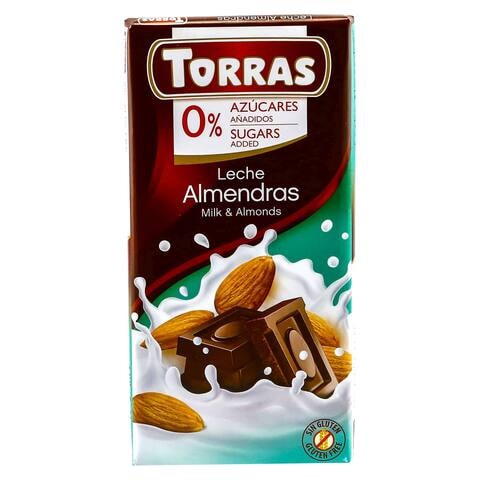 Torras Sugar Free Milk And Almonds Chocolate Bar 75g
