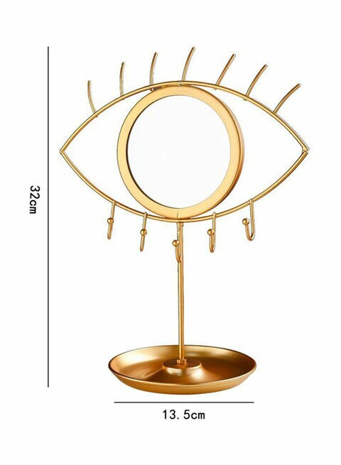 East Lady Eye Designed Mirror With Jewellery Hanging Stand And Tray Gold/Clear 13.5x32cm
