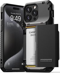 VRS Design Damda Glide Pro for iPhone 15 Pro MAX case cover wallet [Semi Automatic] slider Credit card holder Slot [4 cards] - Black Groove