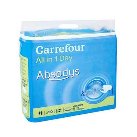 Carrefour Absodys All-In-One Day Adult Diaper Pants Medium White 20 Diapers