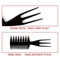 Generic-Three-sided Hair Comb Amber Color Insert Afro Hair Pick Comb Wide Tooth Oil Slick Hair Styling Tool