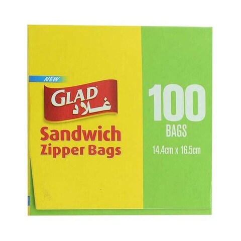 Glad Zipper Food Storage Sandwich Bags Size 14.4cm x 16.5cm 100pcs Online  at Best Price, Food Bags