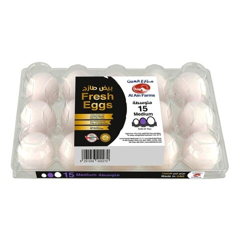Al Ain Farms Fresh Medium White Eggs 15 PCS