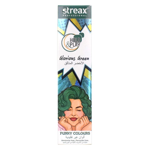 Streax Professional Hold And Play Funky Hair Colour Glorious Green 100g