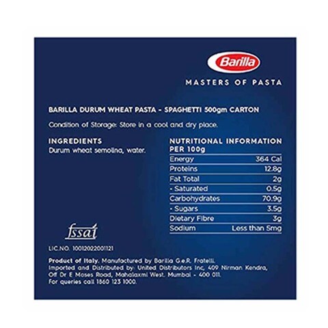 Buy Barilla N5 W Wheat Spaghetti 500GR Online - Shop Food Cupboard on ...