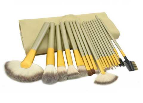 Generic - 18 pcs Makeup Brush Set Makeup Tools Brand Makeup Brushes Kits Natural Hair Brushes For Makeup Cosmetics Facial Brush PU Leather Stylish Bag