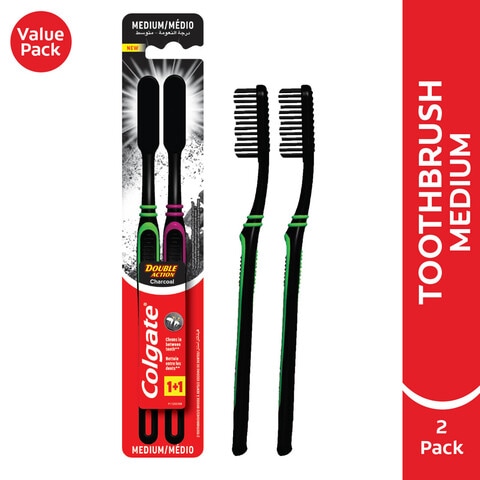 Buy Colgate Double Action Charcoal Toothbrush (Twin Pack) Online ...