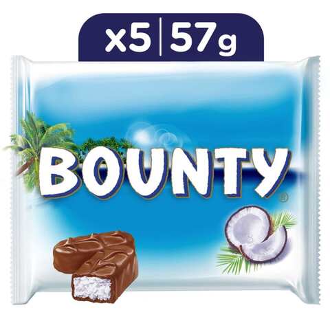 Bounty Milk Chocolate Bars 57g Pack of 5