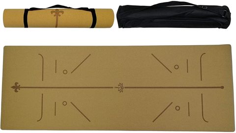 Lushh Luxury Cork Rubber Yoga Mat, Floor Exercises Mat, With Carrying Bag For Hot Yoga, Natural Eco Friendly, Non-Toxic,Anti- Slip, Suitable For Yoga,Pilates/Hot yoga/Stretching/Aerial/Gym training