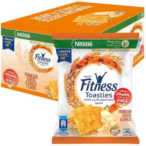 Nestle Fitness Parmesan Cheese And Garlic Oats Toasties 36g Pack of 14
