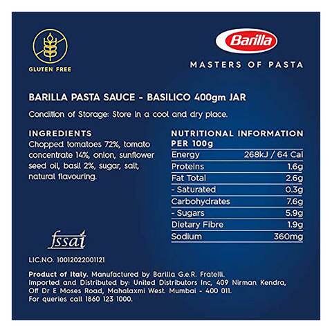 Barilla Basilico Pasta Sauce 400g