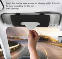 SHOWAY Car Visor Tissue Holder, PU Leather Napkin Cover, Paper Tissue Dispenser for Visor &amp; Backseat, Vehicle (Black)