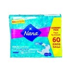 Buy Nana Maxi Super Wings Sanitary Pads White 60 count in UAE