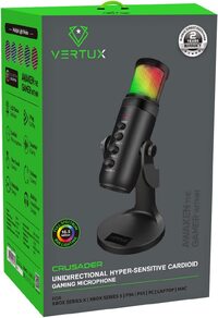 Vertux Unidirectional Hyper Sensitive Cardioid Gaming Microphone USB Condenser Gaming Microphone, For Pc, Ps4 And Mac, Multi LED Light Effect Black, Vt-Mpn-Crusader-Blk