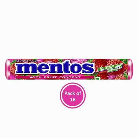Buy Mentos Gum Strawberry 75 Gram 16 Pieces Online - Shop Food Cupboard on  Carrefour Jordan