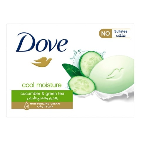 Dove Cool Moisture Moisturising Beauty Cream Soap Bar Cucumber &amp; Green Tea Scent With &frac14; Moisturising Cream 160g