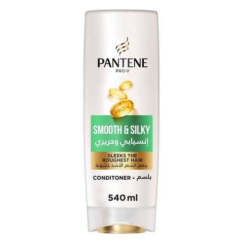 Buy Pantene Pro-V Smooth and Silky Conditioner Sleeks the Roughest Hair 540ml in Saudi Arabia